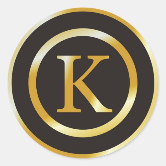 Initiaal K Gold Monogram Bruiloft Stickers (Voorkant)