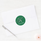 Initiaal K Groen monogram douanenaam gunstiger zeg Ronde Sticker (Envelop)