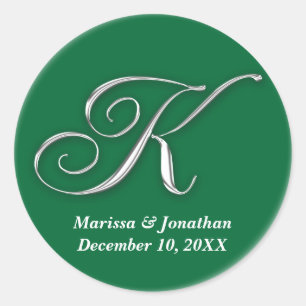 Initiaal K Groen monogram douanenaam gunstiger zeg Ronde Sticker