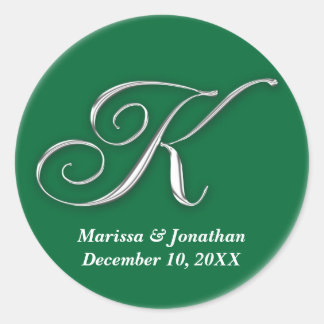 Initiaal K Groen monogram douanenaam gunstiger zeg Ronde Sticker