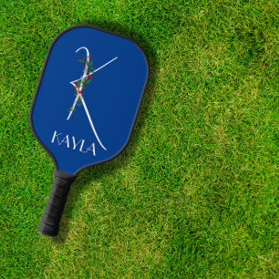 Initiaal K monogram waterverf rood bloemenoma Pickleball Paddle