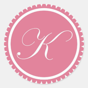 Initiaal K prinses roze monogram zegel partij guns