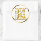 Initiaal K ronde Sticker in goud (Tas)
