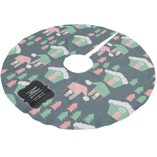 Initiaal kerstgrint roze groene familie kerstboom rok (Gekanteld)