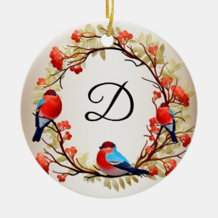 Initiaal kerstreuzenmonogram keramisch ornament