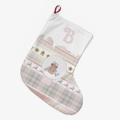 Initiaal kerstroze ontbijtkoek grote kerstsok (Voorkant (Hangend))