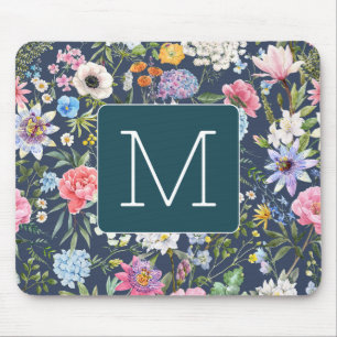 Initiaal kleurrijke illustratie florale zeemacht muismat