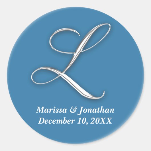 Initiaal L blauw monogram douanenaam vóór zegel (Voorkant)