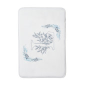 Initiaal "L" Blauw Monogram Kalm Bloemen Badmat (Voorkant Verticaal)