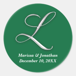 Initiaal L groen monogram douanenaam gunstiger zeg Ronde Sticker