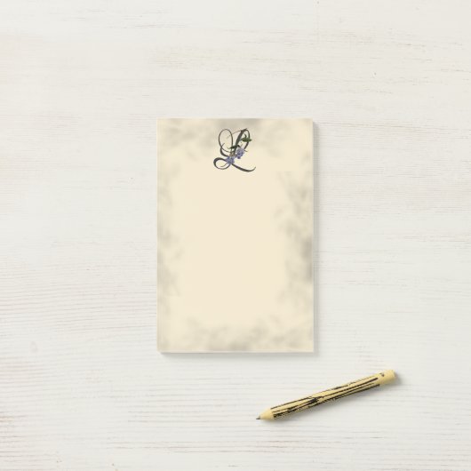 Initiaal L,  Laurel Clockvine Post-it Notes (Op bureau)