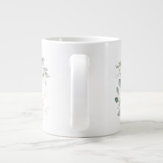 Initiaal L Modern Alphabet Greenery Monogram Extra Grote Beker (Achterkant)