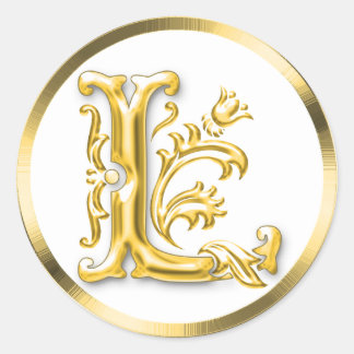 Initiaal L Ronde Sticker in Goud