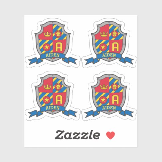 Initiaal letter A aangepaste naam leeuwerschild Sticker (Vel)