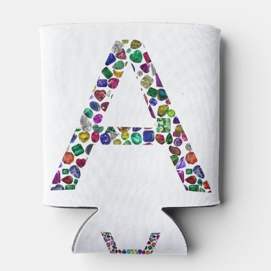 Initiaal Letter A met Edelsteen Bloemmonogram Blikjeskoeler (Achterkant)