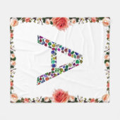 Initiaal Letter A met Edelsteen Bloemmonogram Fleece Deken (Voorkant (Horizontaal))