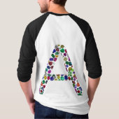 Initiaal Letter A met Edelsteen Bloemmonogram T-shirt (Achterkant)