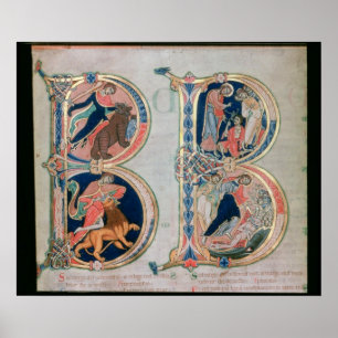 Initiaal letter 'B' Beatus vir - Gezegend is de Poster