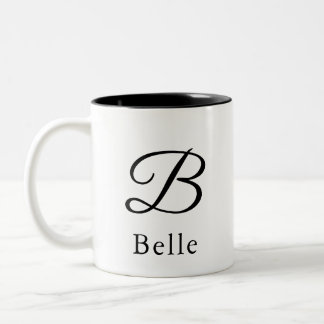 Initiaal letter b eenvoudig monogram moderne stijl tweekleurige koffiemok