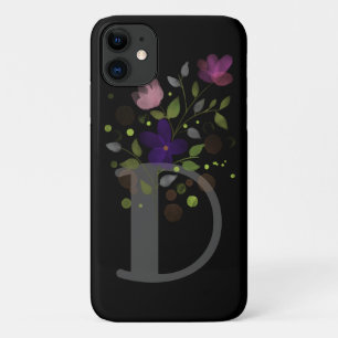 Initiaal Letter D Plus Floral Design iPhone 11 Hoesje