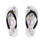 Initiaal Letter D Plus Floral Design Kinder Teenslippers (Voetbed)