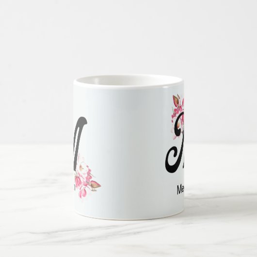 Initiaal Letter Floral M Monogram koffie Mok (Center)