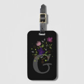 Initiaal Letter G Plus Floral Design Bagagelabel (Voorkant (verticaal))
