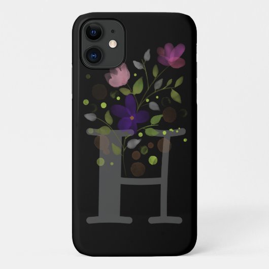 Initiaal Letter H Plus Floral Design Case-Mate iPhone Case (Achterkant)