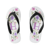 Initiaal Letter H Plus Floral Design Kinder Teenslippers (Voetbed)
