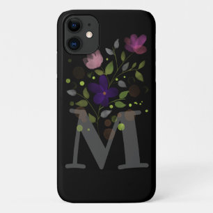 Initiaal Letter M Plus Floral Design iPhone 11 Hoesje
