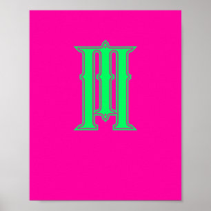 Initiaal Letter Modern Monogram Stijlvol Roze Groe Poster