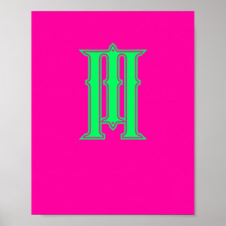 Initiaal Letter Modern Monogram Stijlvol Roze Groe Poster