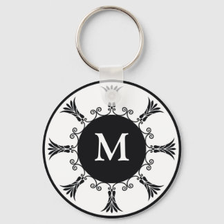Initiaal Letter Monogram Key chain : zwart Sleutelhanger