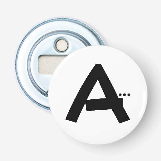 Initiaal Letter Monogram Knop Flesopener Button Flesopener (Voorkant)