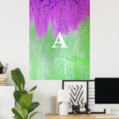Initiaal Letter Monogram Modern Paarse Groen Poster (Thuiskantoor)