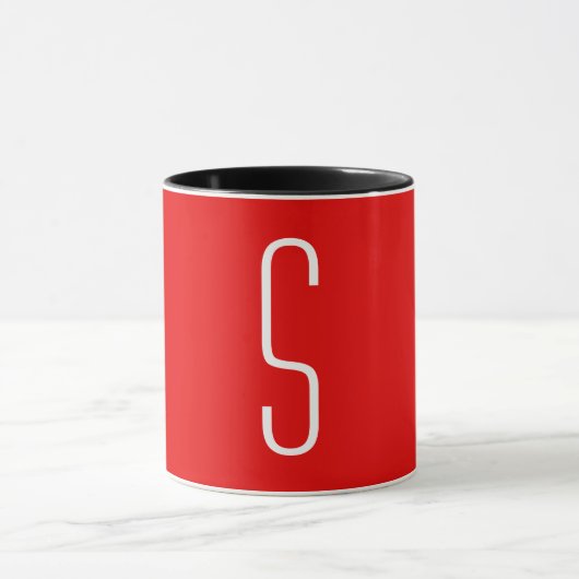 Initiaal Letter Monogram Modern Red White Black Mok (Midden)