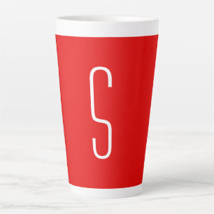 Initiaal Letter Monogram Modern Red White Latte Mok