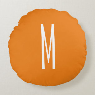 Initiaal Letter Monogram Modern Stijl Oranje Wit Rond Kussen