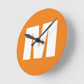 Initiaal Letter Monogram Modern Stijl Oranje Wit Ronde Klok (Hoek)