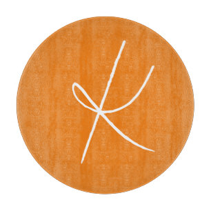 Initiaal Letter Monogram Modern Stijl Oranje Wit Snijplank