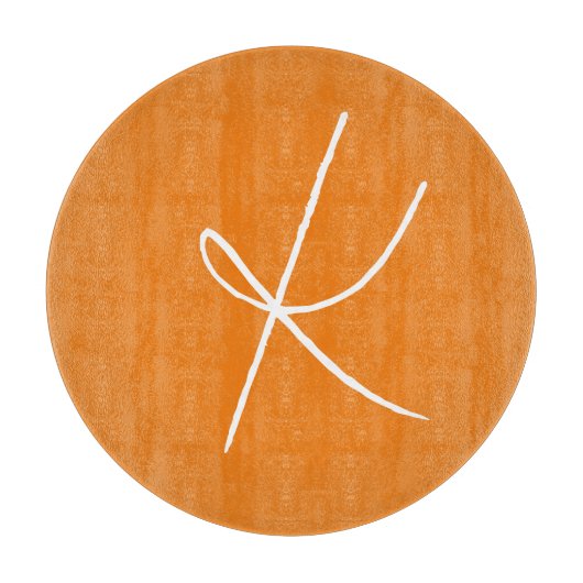 Initiaal Letter Monogram Modern Stijl Oranje Wit Snijplank (Voorkant)