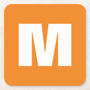 Initiaal Letter Monogram Modern Stijl Oranje Wit Vierkante Kartonnen Onderzetter