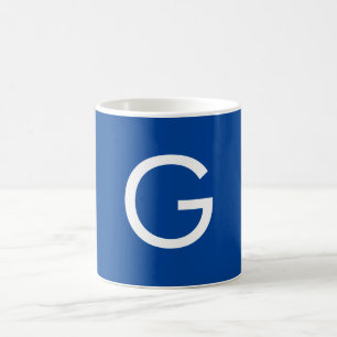Initiaal Letter Monogram Modern Stijlvol Blauw Koffiemok