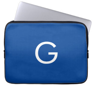 Initiaal Letter Monogram Modern Stijlvol Blauw Laptop Sleeve