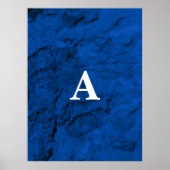 Initiaal Letter Monogram Modern Stijlvol Blauw Poster (Voorkant)