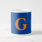 Initiaal Letter Monogram Modern Stijlvol Blauw Sin Extra Grote Beker (Voorkant)