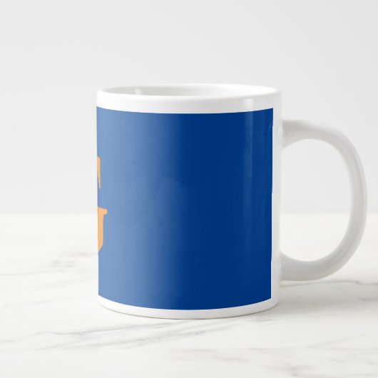 Initiaal Letter Monogram Modern Stijlvol Blauw Sin Extra Grote Beker (Rechts)