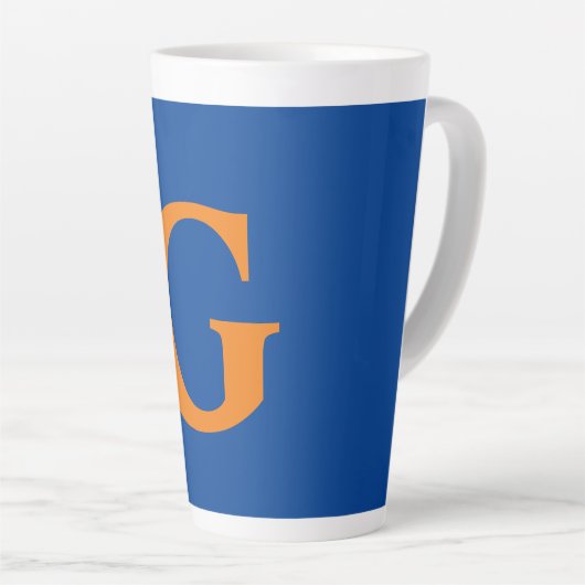 Initiaal Letter Monogram Modern Stijlvol Blauw Sin Latte Mok (Rechterhoek)