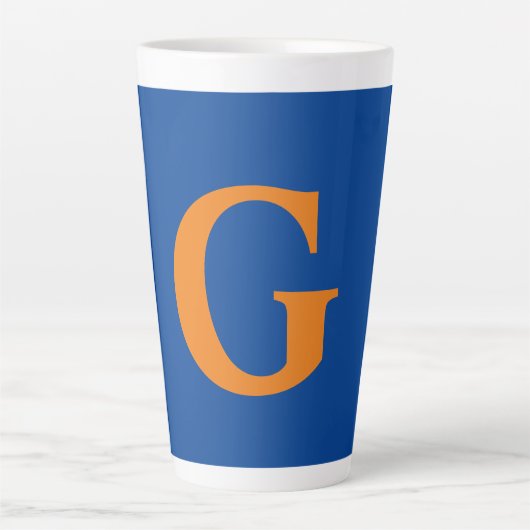 Initiaal Letter Monogram Modern Stijlvol Blauw Sin Latte Mok (Voorkant)