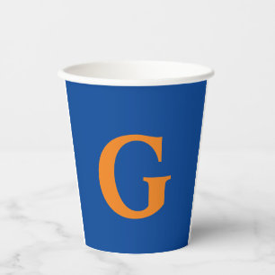 Initiaal Letter Monogram Modern Stijlvol Blauw Sin Papieren Bekers